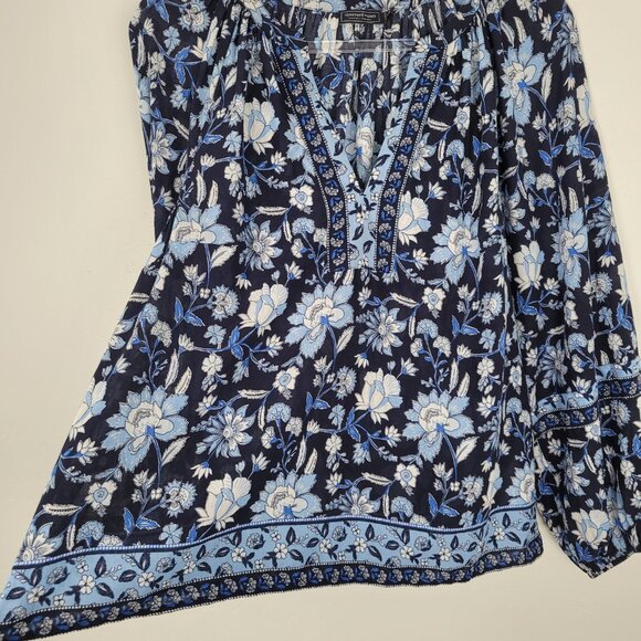 Vineyard Vines Thalia Floral Blouse Long Sleeve Relaxed Lightweight Blue Size S - Picture 6 of 9